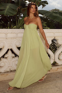 JAIYAH STRAPLESS MAXI DRESS - PALM