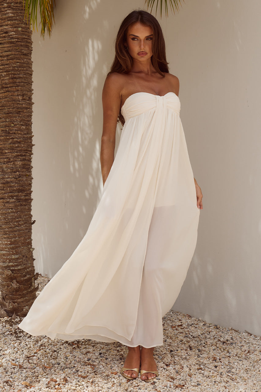 JAIYAH STRAPLESS MAXI DRESS - PEARL