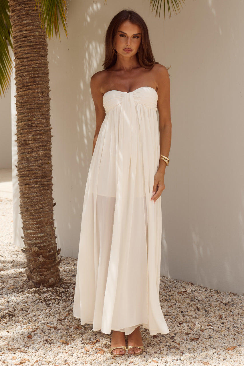 JAIYAH STRAPLESS MAXI DRESS - PEARL