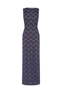 JANIE BOAT NECK MAXI DRESS - NAVY