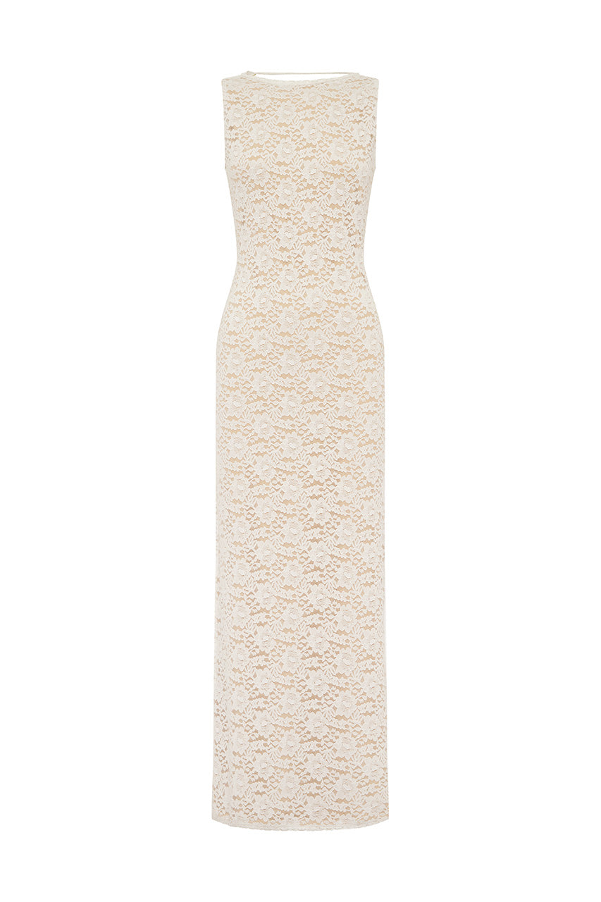 JANIE BOAT NECK MAXI DRESS - WHITE