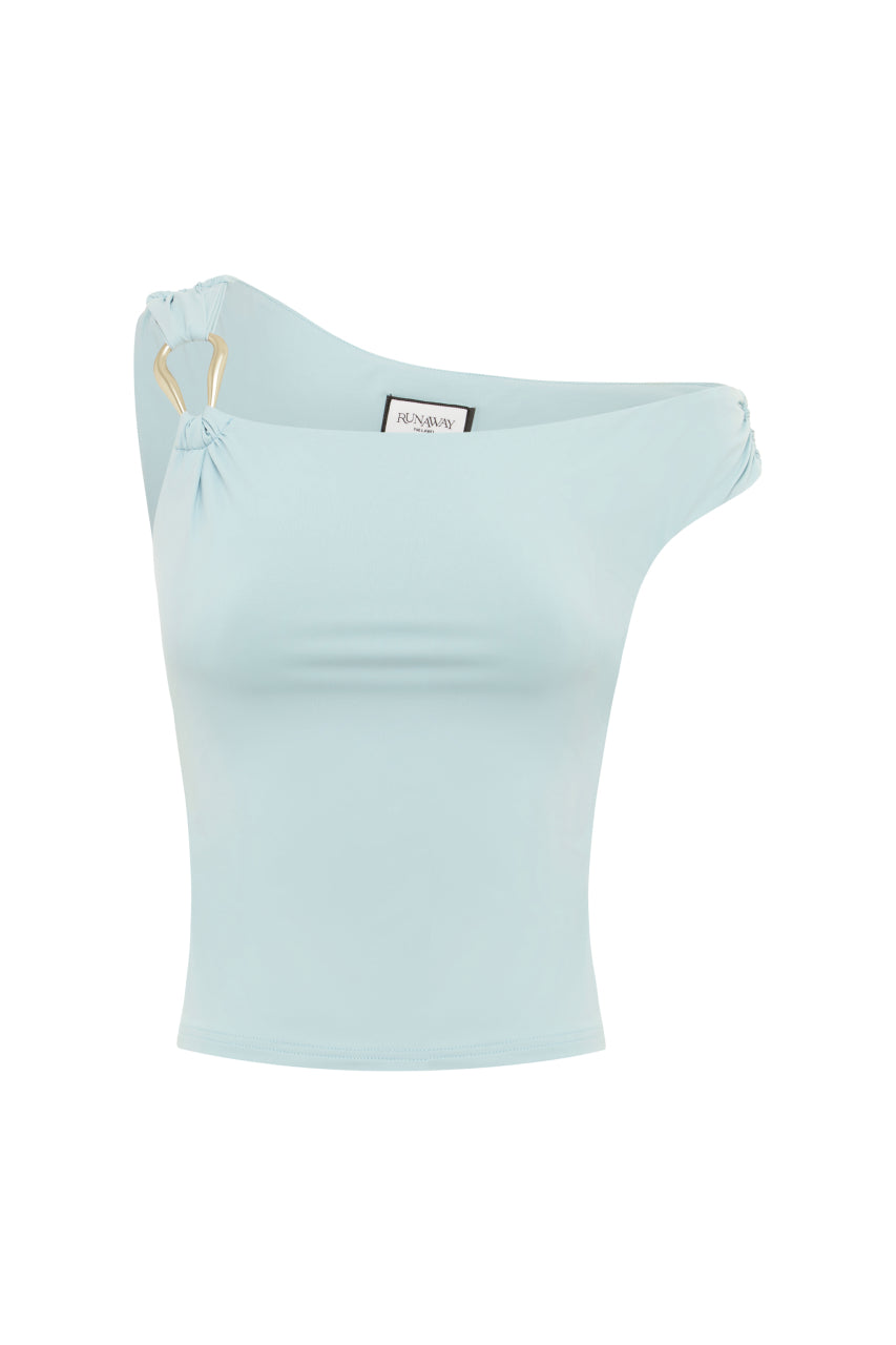 JASMINE ONE SHOULDER TOP - ICE BLUE