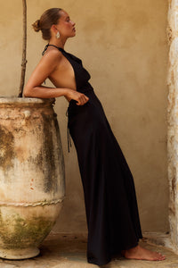 JELENA HALTER OPEN BACK MAXI DRESS - BLACK