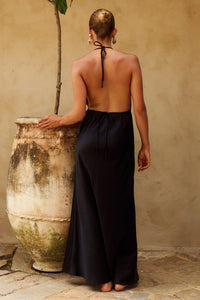 JELENA HALTER OPEN BACK MAXI DRESS - BLACK