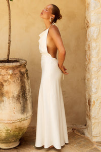 JELENA HALTER OPEN BACK MAXI DRESS - CREAM