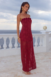 JESSICA FLORAL DETAIL MAXI DRESS - CHERRY