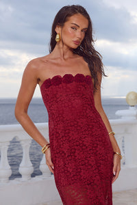 JESSICA FLORAL DETAIL MAXI DRESS - CHERRY