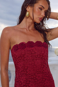 JESSICA FLORAL DETAIL MAXI DRESS - CHERRY