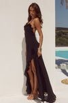 JIONNI RUFFLE MAXI DRESS - BLACK