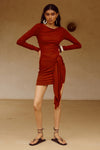 JUDAH SLEEVED MINI DRESS - RED