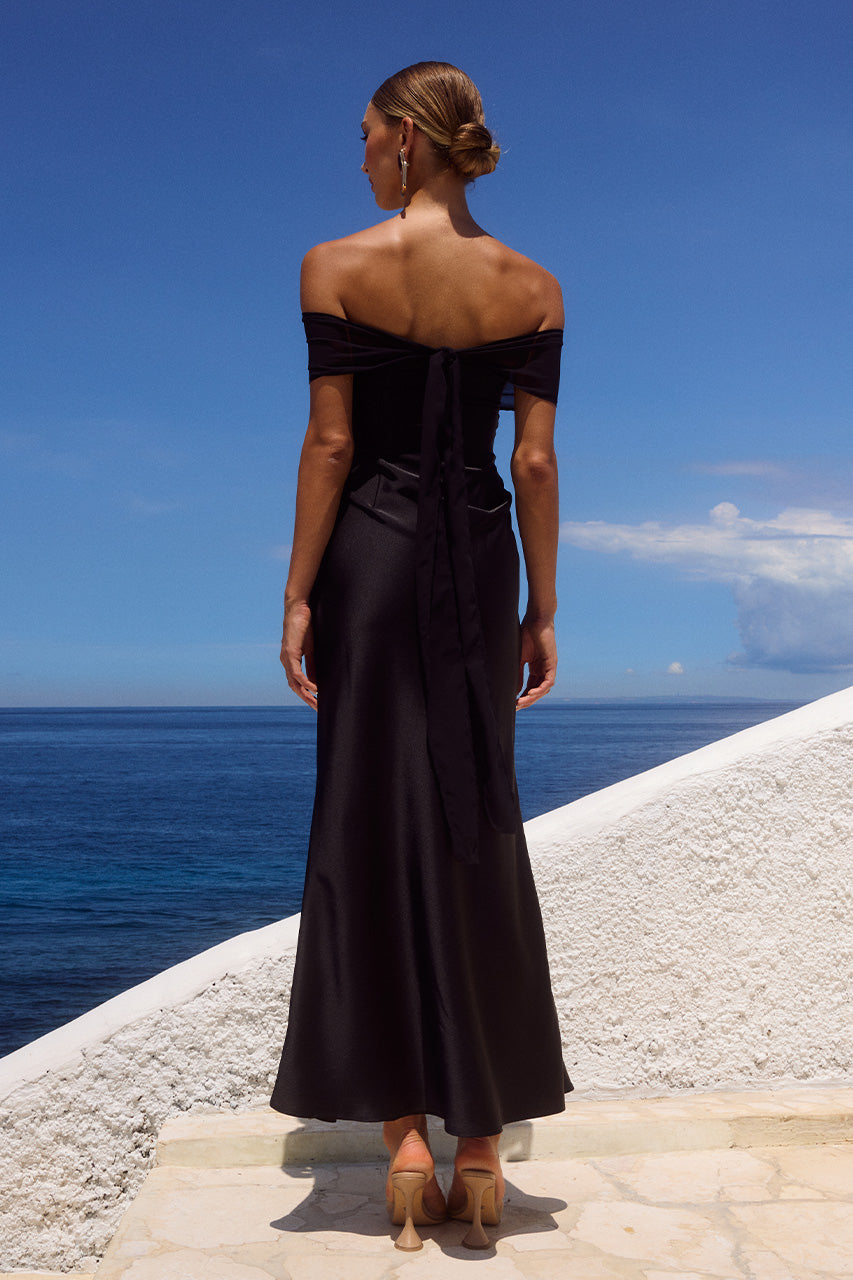 KADIE OFF SHOULDER MAXI DRESS - BLACK