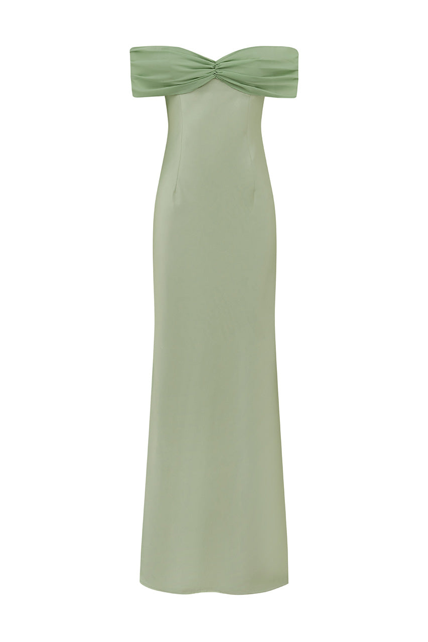 KADIE OFF SHOULDER MAXI DRESS - KEY LIME
