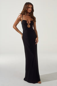 KALENA PLUNGE MAXI DRESS - BLACK