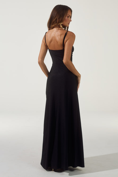 KALENA PLUNGE MAXI DRESS - BLACK
