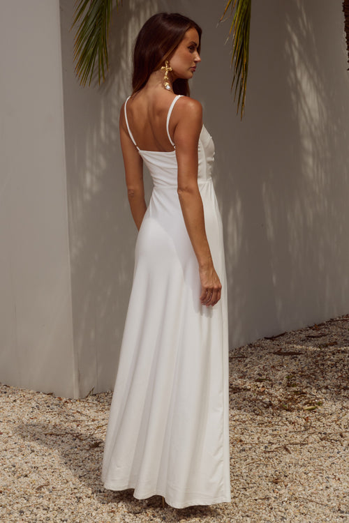 KALENA PLUNGE MAXI DRESS - WHITE