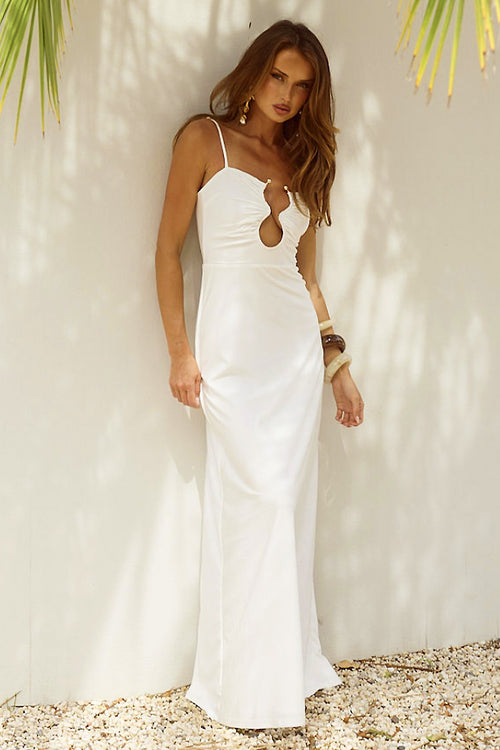 KALENA PLUNGE MAXI DRESS - WHITE