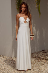 KALENA PLUNGE MAXI DRESS - WHITE
