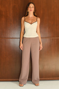 KIKO LOW RISE TAILORED PANTS - MOCHA
