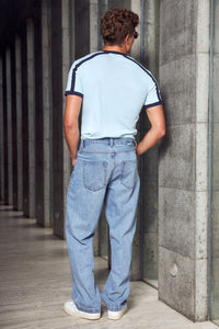 KARSON SHORT SLEEVE T-SHIRT - SKY BLUE/NAVY