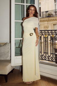 KASSI ONE SHOULDER MIDI DRESS - BUTTER