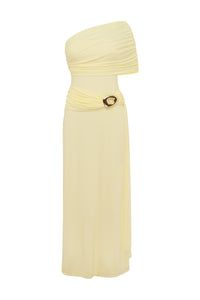 KASSI ONE SHOULDER MIDI DRESS - BUTTER