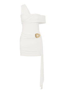 KASSI ONE SHOULDER MINI DRESS - WHITE