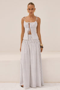 MAREE SHIRRED DROP WAIST MAXI SKIRT - DREA WHITE