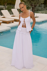 MAREE SHIRRED DROP WAIST MAXI SKIRT - WHITE