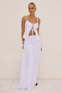 MAREE SHIRRED DROP WAIST MAXI SKIRT - WHITE