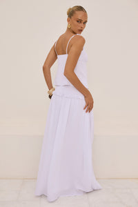 MAREE SHIRRED DROP WAIST MAXI SKIRT - WHITE