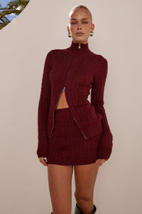 KATARINA LONG SLEEVE KNIT TOP - BLACK CHERRY