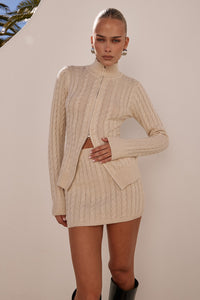 KATARINA KNIT MINI SKIRT - CREAM