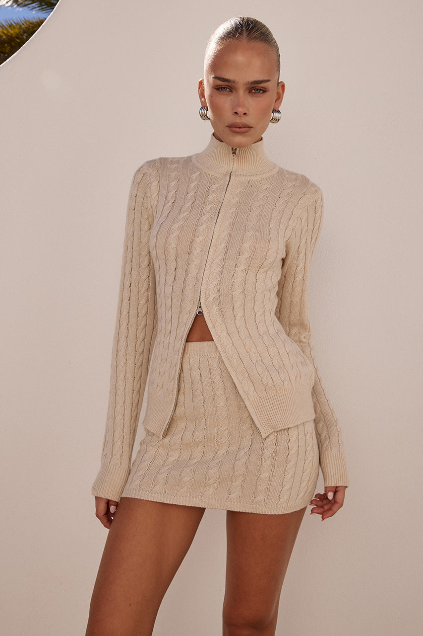 KATARINA LONG SLEEVE KNIT TOP - CREAM