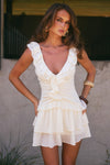 KAYCEY SLEEVELESS RUFFLE MINI DRESS - PEARL