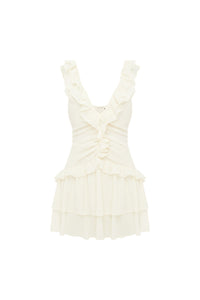KAYCEY SLEEVELESS RUFFLE MINI DRESS - PEARL