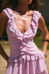 KAYCEY SLEEVELESS RUFFLE MINI DRESS - PETAL
