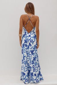 KEILANA CROSS BACK MAXI DRESS - MADDIE BLUE