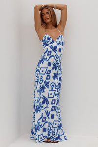 KEILANA CROSS BACK MAXI DRESS - MADDIE BLUE