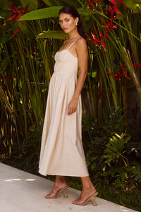KELANI LUXE MIDI DRESS - SAND