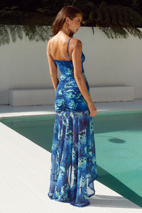 KIATA RUFFLE MAXI DRESS - ELIANA BLUE