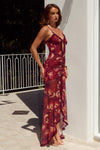 KIATA RUFFLE MAXI DRESS - ELIANA RED