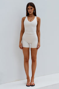 KIMBERLY FITTED TANK TOP - BISCUIT