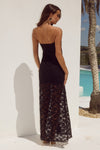 KINERA STRAPLESS LACE MAXI DRESS - BLACK