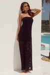KINERA STRAPLESS LACE MAXI DRESS - BLACK