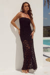 KINERA STRAPLESS LACE MAXI DRESS - BLACK