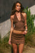 KITTY V-NECK HALTER TOP - CHOCOLATE