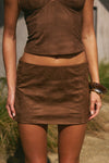 KITTY LOW RISE MINI SKIRT - CHOCOLATE