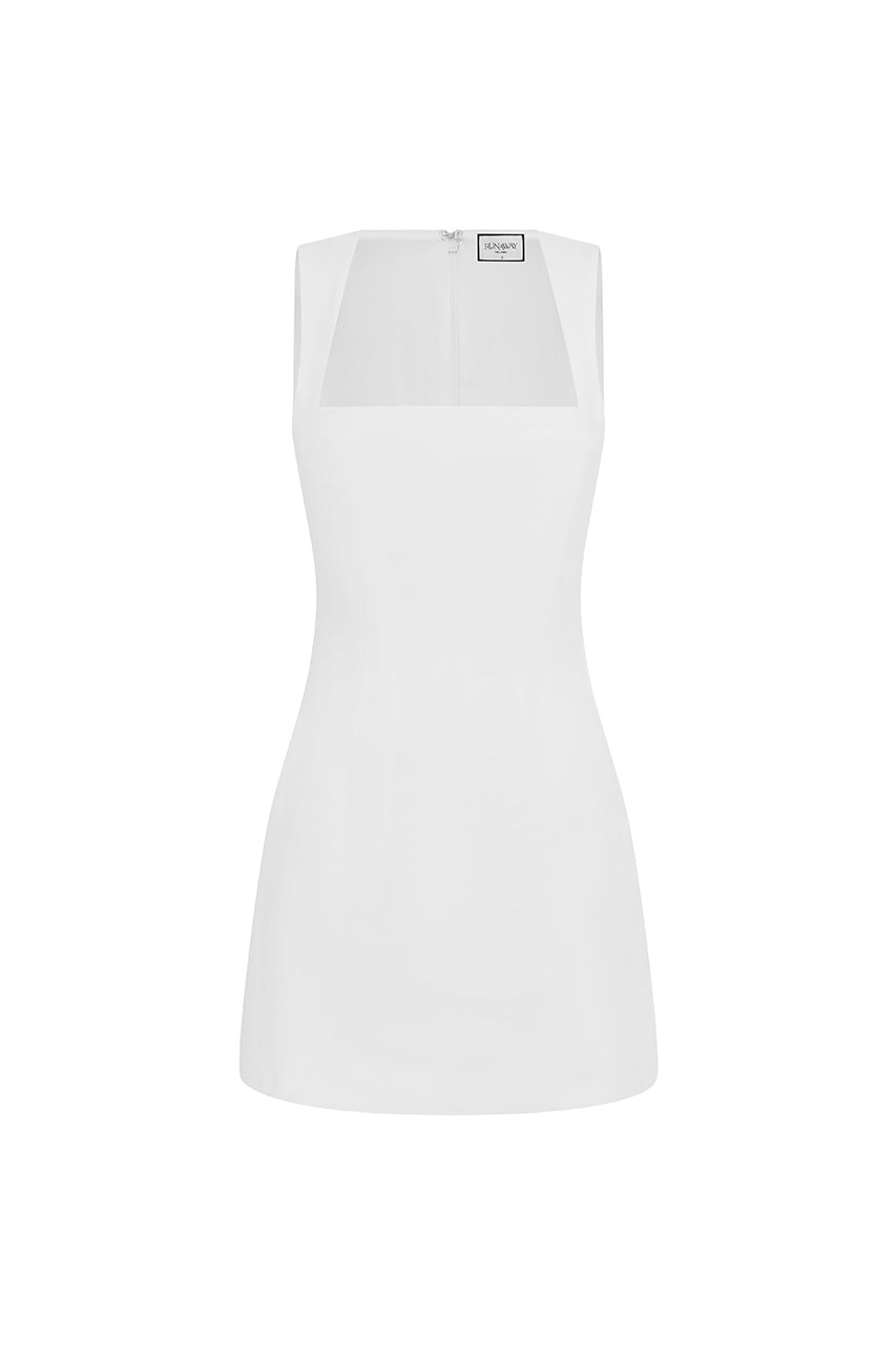 KODY SQUARE NECK MINI DRESS - WHITE