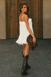 KRISTIA FLOUNCE RUFFLE MINI DRESS - PEARL