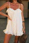 KRISTIA FLOUNCE RUFFLE MINI DRESS - PEARL